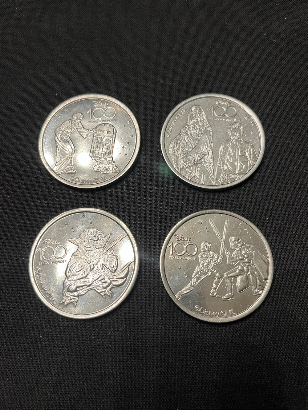 Disneyland 100 Years of Wonder Star Wars Set of 4 Medallions, New (SW-17)